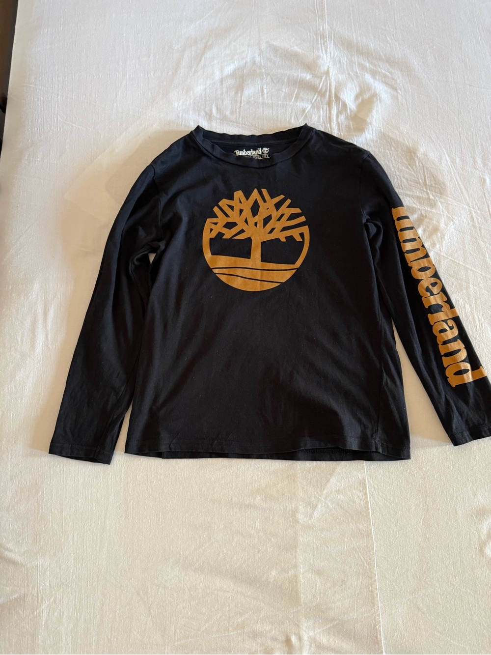 Timberland Black Long-Sleeve Tee with Gold Logo Size M 10/12